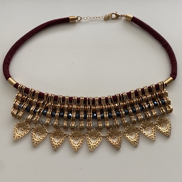 Burgundy and Gold Necklace - Picture 3 of 3